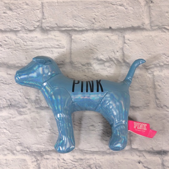 Victoria’s Secret Pink plush dog Light metallic Blue VS Pink Logo - Picture 3 of 11